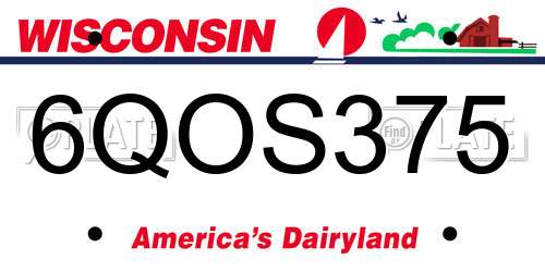 6QOS375 Wisconsin License Plate