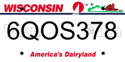 6QOS378 Wisconsin License Plate