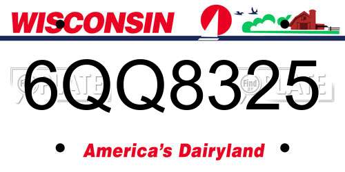 6QQ8325 Wisconsin License Plate