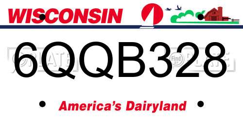 6QQB328 Wisconsin License Plate