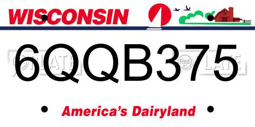 6QQB375 Wisconsin License Plate