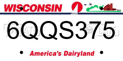 6QQS375 Wisconsin License Plate
