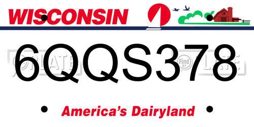 6QQS378 Wisconsin License Plate
