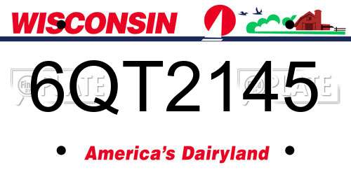 6QT2145 Wisconsin License Plate