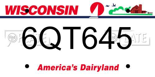 6QT645 Wisconsin License Plate