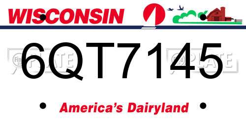 6QT7145 Wisconsin License Plate