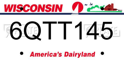 6QTT145 Wisconsin License Plate