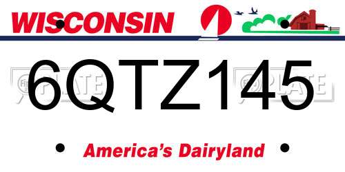 6QTZ145 Wisconsin License Plate