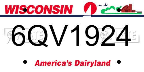 6QV1924 Wisconsin License Plate