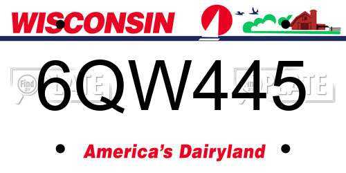 6QW445 Wisconsin License Plate
