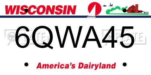 6QWA45 Wisconsin License Plate