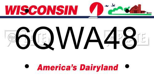 6QWA48 Wisconsin License Plate