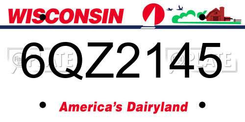 6QZ2145 Wisconsin License Plate