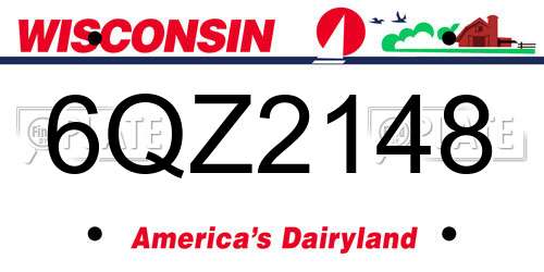 6QZ2148 Wisconsin License Plate