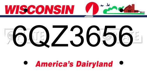 6QZ3656 Wisconsin License Plate