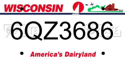 6QZ3686 Wisconsin License Plate