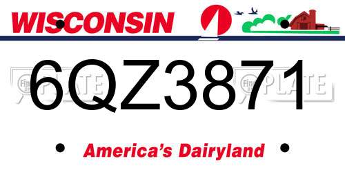 6QZ3871 Wisconsin License Plate