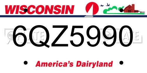 6QZ5990 Wisconsin License Plate