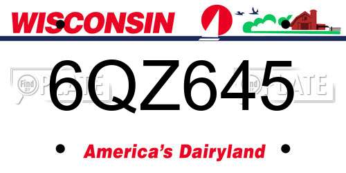 6QZ645 Wisconsin License Plate