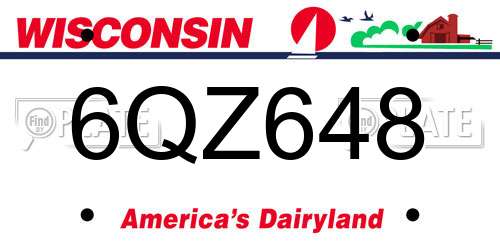 6QZ648 Wisconsin License Plate