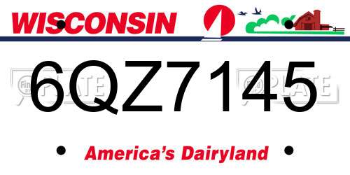 6QZ7145 Wisconsin License Plate