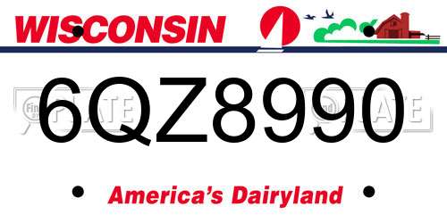 6QZ8990 Wisconsin License Plate