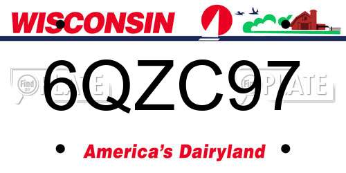 6QZC97 Wisconsin License Plate