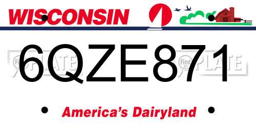 6QZE871 Wisconsin License Plate