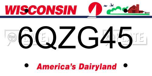 6QZG45 Wisconsin License Plate