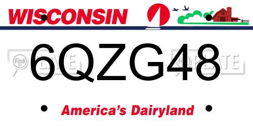 6QZG48 Wisconsin License Plate
