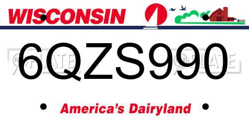 6QZS990 Wisconsin License Plate