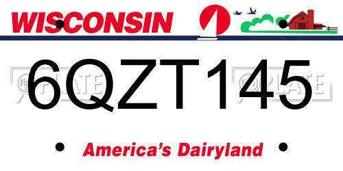 6QZT145 Wisconsin License Plate