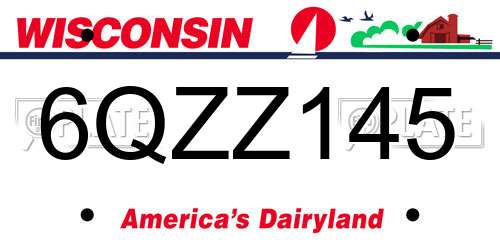 6QZZ145 Wisconsin License Plate