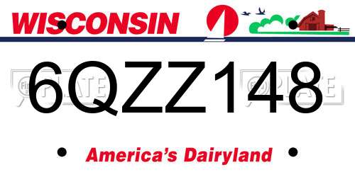 6QZZ148 Wisconsin License Plate