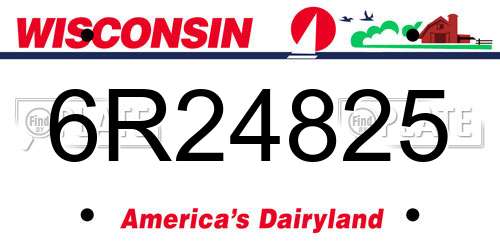 6R24825 Wisconsin License Plate