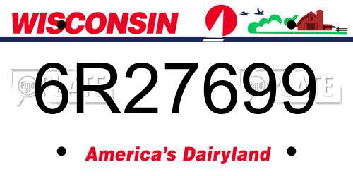 6R27699 Wisconsin License Plate
