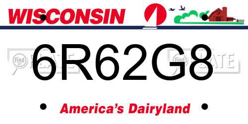 6R62G8 Wisconsin License Plate