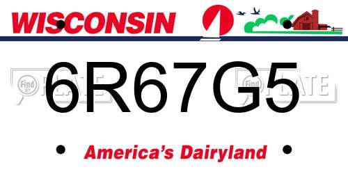 6R67G5 Wisconsin License Plate