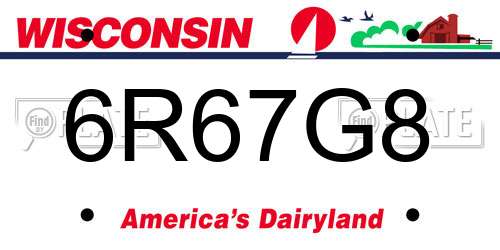 6R67G8 Wisconsin License Plate