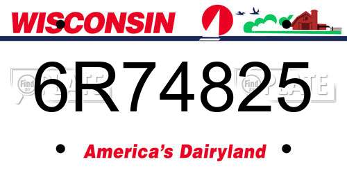 6R74825 Wisconsin License Plate