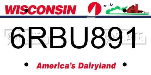 6RBU891 Wisconsin License Plate
