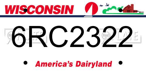 6RC2322 Wisconsin License Plate
