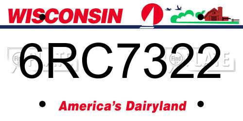 6RC7322 Wisconsin License Plate