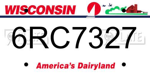 6RC7327 Wisconsin License Plate