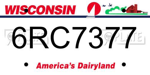 6RC7377 Wisconsin License Plate