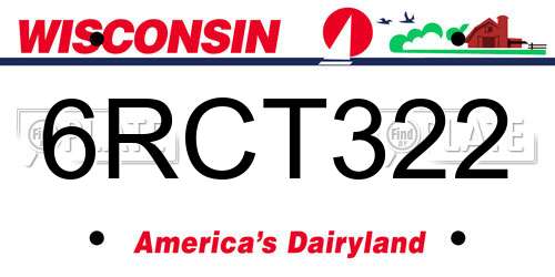 6RCT322 Wisconsin License Plate