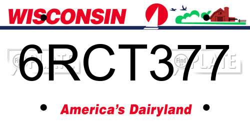 6RCT377 Wisconsin License Plate
