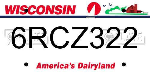 6RCZ322 Wisconsin License Plate