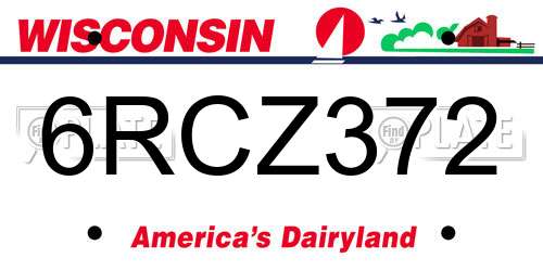 6RCZ372 Wisconsin License Plate