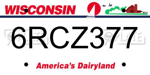 6RCZ377 Wisconsin License Plate